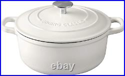 Enameled Cast Iron Covered 5.5 Quart Dutch Oven with Dual Handle, White