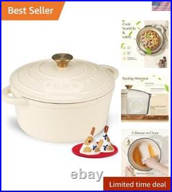 Enameled Cast Iron Dutch Oven 5.5QT Pot with Lid Cookbook & Cotton Potholde
