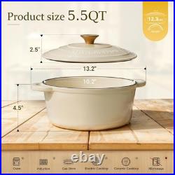 Enameled Cast Iron Dutch Oven 5.5QT Pot with Lid Cookbook & Cotton Potholde