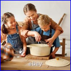 Enameled Cast Iron Dutch Oven 5.5QT Pot with Lid Cookbook & Cotton Potholde