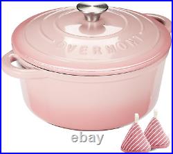 Enameled Cast Iron Dutch Oven 5.5QT Pot with Lid Cookbook & Cotton Potholders