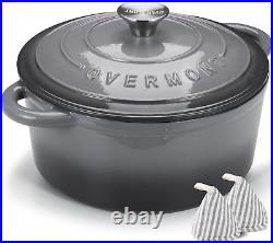 Enameled Cast Iron Dutch Oven 5.5QT Pot with Lid Cookbook & Cotton Potholders