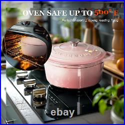 Enameled Cast Iron Dutch Oven 5.5QT Pot with Lid Cookbook & Cotton Potholders