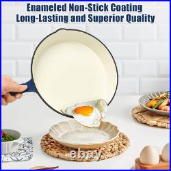 Enameled Cast Iron Frying Pan Set, 3 Piece Set of Skillets, Nonstick Fry Pan Set