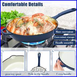 Enameled Cast Iron Frying Pan Set, 3 Piece Set of Skillets, Nonstick Fry Pan Set