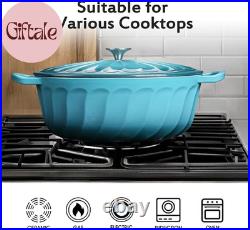 Enameled Oval Dutch Oven Pot with Lid, 7 QT Cast Iron Dutch Oven with Dual Handl