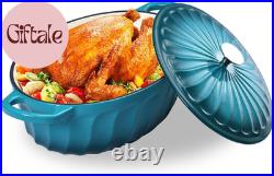 Enameled Oval Dutch Oven Pot with Lid, 7 QT Cast Iron Dutch Oven with Dual Handl