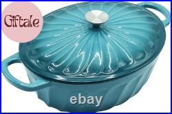 Enameled Oval Dutch Oven Pot with Lid, 7 QT Cast Iron Dutch Oven with Dual Handl