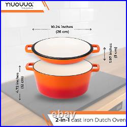 Enamelled Cast Iron Dutch Oven Casserole Pot Cast Iron Skillet Lid 2 in 1 Co