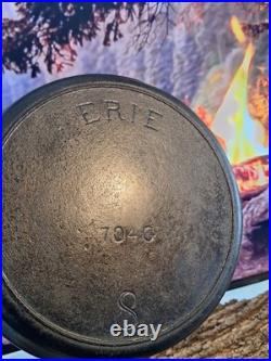 Erie Cast Iron Skillet #8 Pre Griswold 10 Kitchen Antique Cookware Camping 704G