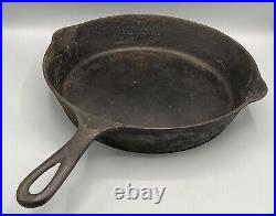 Erie Pre-Griswold #9 Cast Iron Skillet P/N 710 Artistic Logo 4th Series READ