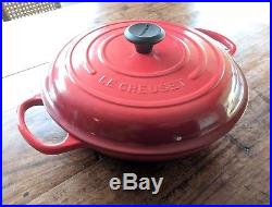 Excellent Le Creuset #30 Signature Enameled Cast Iron Braiser 3.5 Qt CERISE