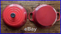 Excellent Le Creuset #30 Signature Enameled Cast Iron Braiser 3.5 Qt CERISE