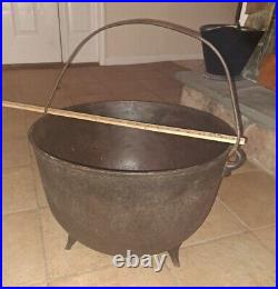 Extra Large Antique Cast Iron Three Legged Cauldron 20 Wide