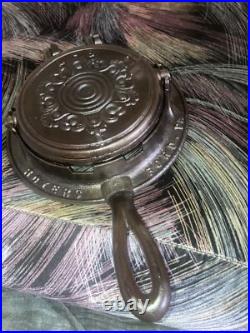 Extremely Rare Ornate Francis Buckwalter And Com Cast Iron Waffle Iron 1800s Vgc