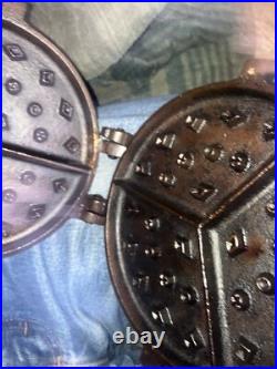 Extremely Rare Ornate Francis Buckwalter And Com Cast Iron Waffle Iron 1800s Vgc