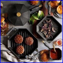 FINEX Seasoned Cast Iron Skillet Fry Pan with Lid
