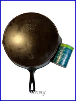 FLAT EXTRA LARGE 13 Antique Cast Iron Skillet Pan Favorite Piqua Ware Ohio