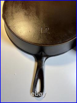 FLAT EXTRA LARGE 13 Antique Cast Iron Skillet Pan Favorite Piqua Ware Ohio