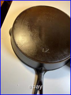FLAT EXTRA LARGE 13 Antique Cast Iron Skillet Pan Favorite Piqua Ware Ohio