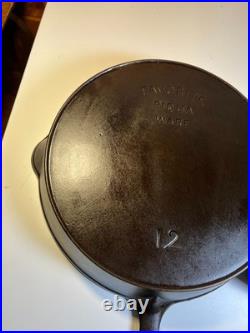 FLAT EXTRA LARGE 13 Antique Cast Iron Skillet Pan Favorite Piqua Ware Ohio