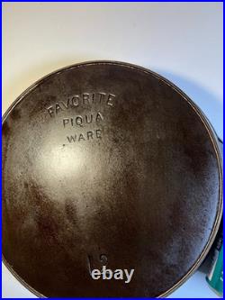 FLAT EXTRA LARGE 13 Antique Cast Iron Skillet Pan Favorite Piqua Ware Ohio