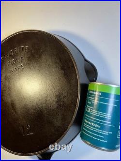 FLAT EXTRA LARGE 13 Antique Cast Iron Skillet Pan Favorite Piqua Ware Ohio