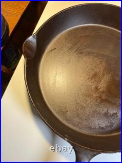 FLAT EXTRA LARGE 13 Antique Cast Iron Skillet Pan Favorite Piqua Ware Ohio
