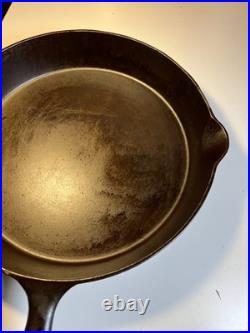 FLAT EXTRA LARGE 13 Antique Cast Iron Skillet Pan Favorite Piqua Ware Ohio