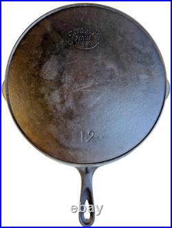 FLAT EXTRA LARGE 13 Antique Cast Iron Skillet Pan Favorite Piqua Ware Ohio FLAT
