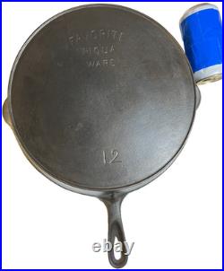 FLAT EXTRA LARGE 13 Antique Cast Iron Skillet Pan Favorite Piqua Ware Ohio FLAT