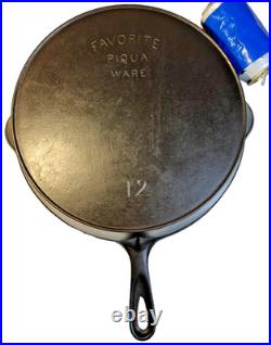 FLAT EXTRA LARGE 13 Antique Cast Iron Skillet Pan Favorite Piqua Ware Ohio FLAT FLAT EXTRA LARGE 13 Antique Cast Iron Skillet Pan Favorite Piqua Ware Ohio FLAT