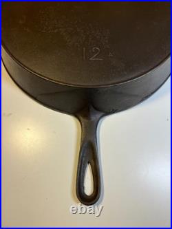 FLAT EXTRA LARGE 13 Antique Cast Iron Skillet Pan Favorite Piqua Ware Ohio FLAT
