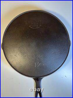 FLAT EXTRA LARGE 13 Antique Cast Iron Skillet Pan Favorite Piqua Ware Ohio FLAT