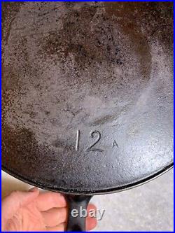 FLAT EXTRA LARGE 13 Antique Cast Iron Skillet Pan Favorite Piqua Ware Ohio FLAT