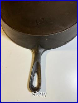 FLAT EXTRA LARGE 13 Antique Cast Iron Skillet Pan Favorite Piqua Ware Ohio FLAT
