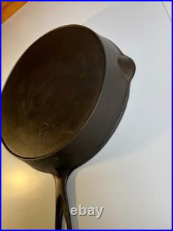 FLAT EXTRA LARGE 13 Antique Cast Iron Skillet Pan Favorite Piqua Ware Ohio FLAT