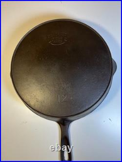 FLAT EXTRA LARGE 13 Antique Cast Iron Skillet Pan Favorite Piqua Ware Ohio FLAT