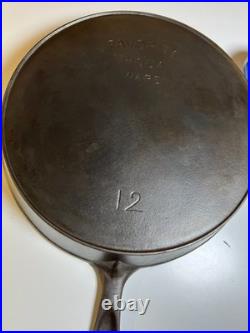 FLAT EXTRA LARGE 13 Antique Cast Iron Skillet Pan Favorite Piqua Ware Ohio FLAT