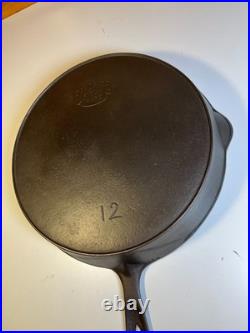 FLAT EXTRA LARGE 13 Antique Cast Iron Skillet Pan Favorite Piqua Ware Ohio FLAT