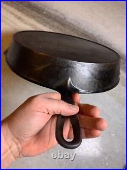 FLAT EXTRA LARGE 13 Antique Cast Iron Skillet Pan Favorite Piqua Ware Ohio FLAT