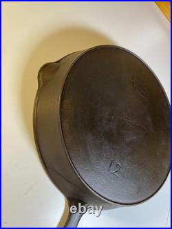 FLAT EXTRA LARGE 13 Antique Cast Iron Skillet Pan Favorite Piqua Ware Ohio FLAT
