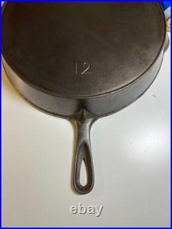FLAT EXTRA LARGE 13 Antique Cast Iron Skillet Pan Favorite Piqua Ware Ohio FLAT