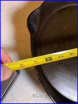 FLAT EXTRA LARGE 13 Antique Cast Iron Skillet Pan Favorite Piqua Ware Ohio FLAT