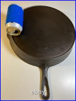 FLAT EXTRA LARGE 13 Antique Cast Iron Skillet Pan Favorite Piqua Ware Ohio FLAT
