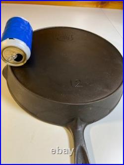 FLAT EXTRA LARGE 13 Antique Cast Iron Skillet Pan Favorite Piqua Ware Ohio FLAT
