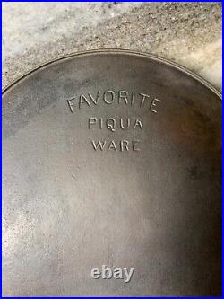 FLAT EXTRA LARGE 13 Antique Cast Iron Skillet Pan Favorite Piqua Ware Ohio FLAT