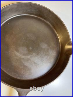 FLAT EXTRA LARGE 13 Antique Cast Iron Skillet Pan Favorite Piqua Ware Ohio FLAT