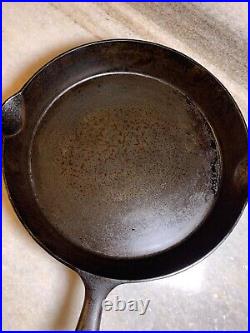 FLAT EXTRA LARGE 13 Antique Cast Iron Skillet Pan Favorite Piqua Ware Ohio FLAT