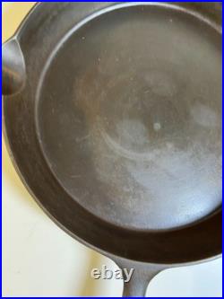 FLAT EXTRA LARGE 13 Antique Cast Iron Skillet Pan Favorite Piqua Ware Ohio FLAT